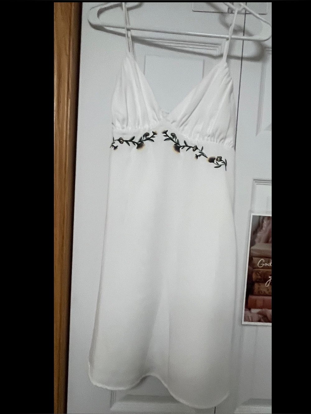 wild fable White Slip Dress with Floral Embroidery, Worn Once